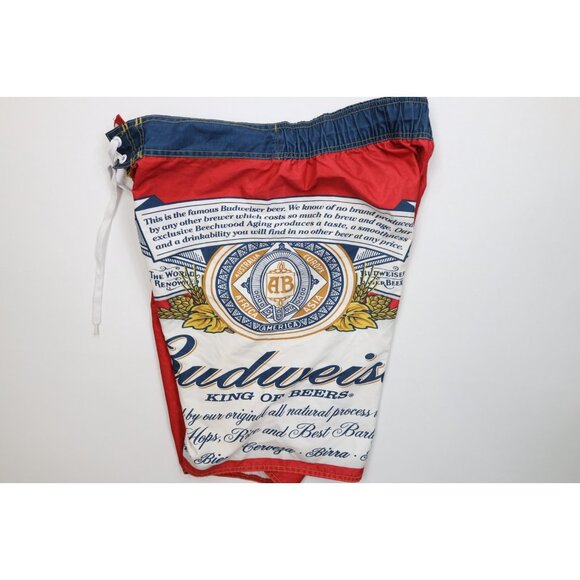Vintage Y2K Anheuser Busch Budweiser Mens 38 All Over Print Board Shorts Trunks - Picture 7 of 14
